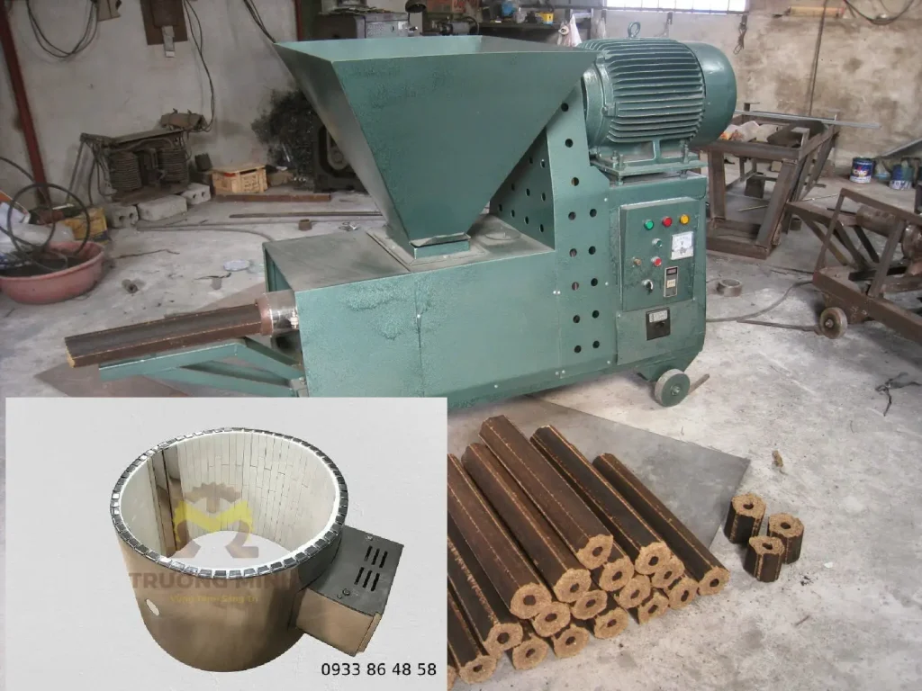 Ứng dụng vòng nhiệt sứ cho máy ép củi trấu